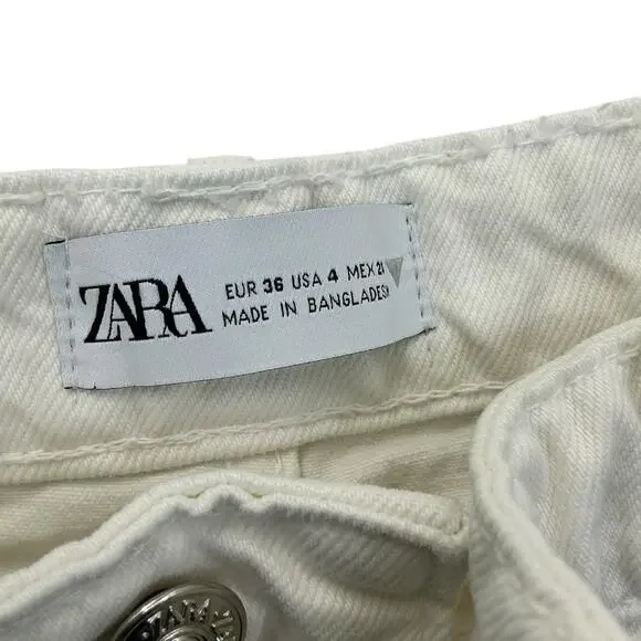 Zara Cut Off Shorts Womens Beach Casual Size 4 White - Picture 6 of 13